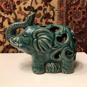 Teal Ceramic Elephant Decor
